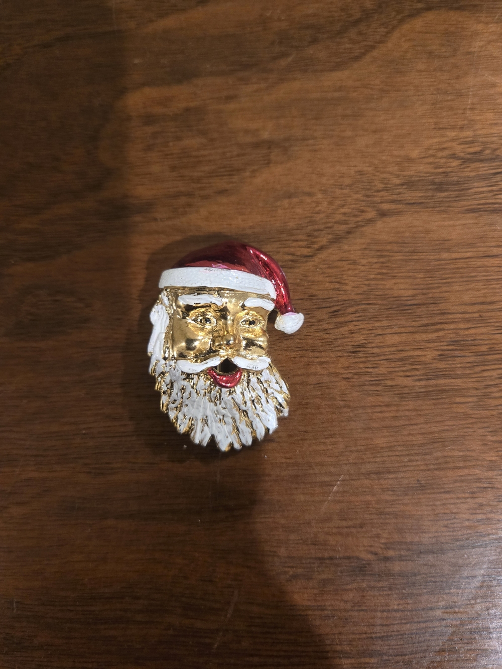 Festive Santa Brooch Pin - Gold, Red & White